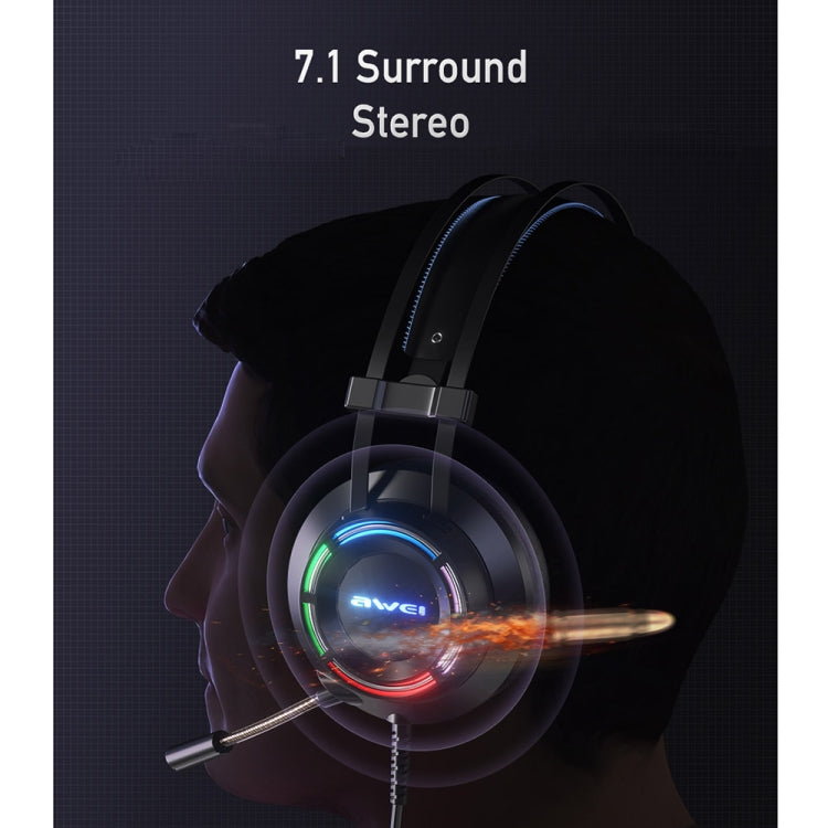 awei GM-2 USB + 3,5 mm Umgebungslicht-Gaming-Headset mit Mikrofon, GM-2