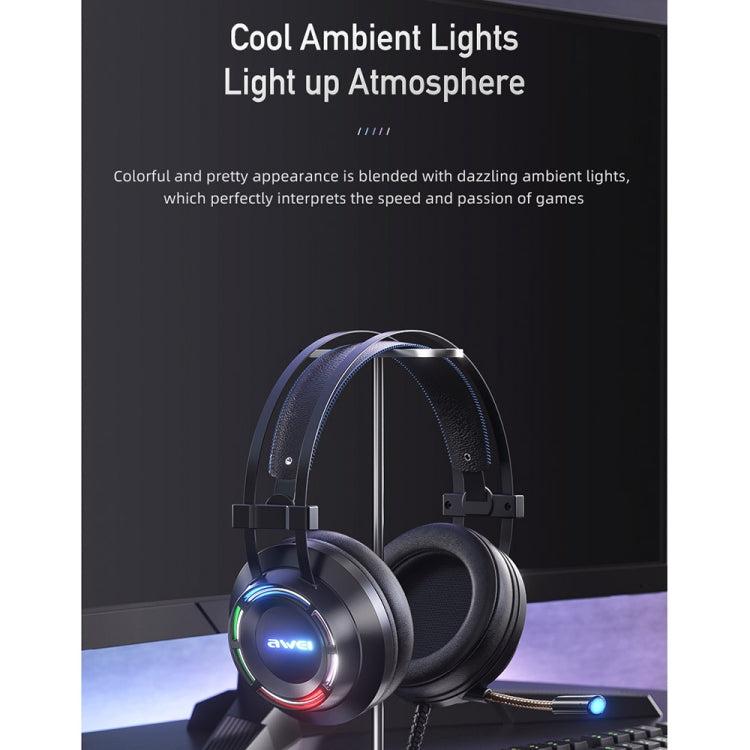 awei GM-2 USB + 3,5 mm Umgebungslicht-Gaming-Headset mit Mikrofon, GM-2