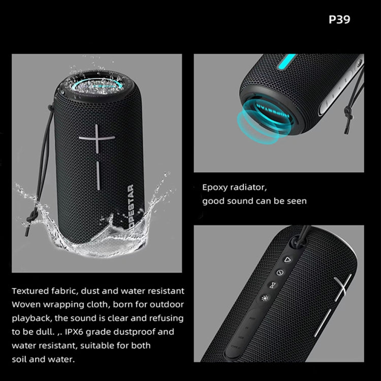 HOPESTAR P39 Wasserdichter kabelloser Bluetooth-Lautsprecher mit RGB-Licht für den Außenbereich