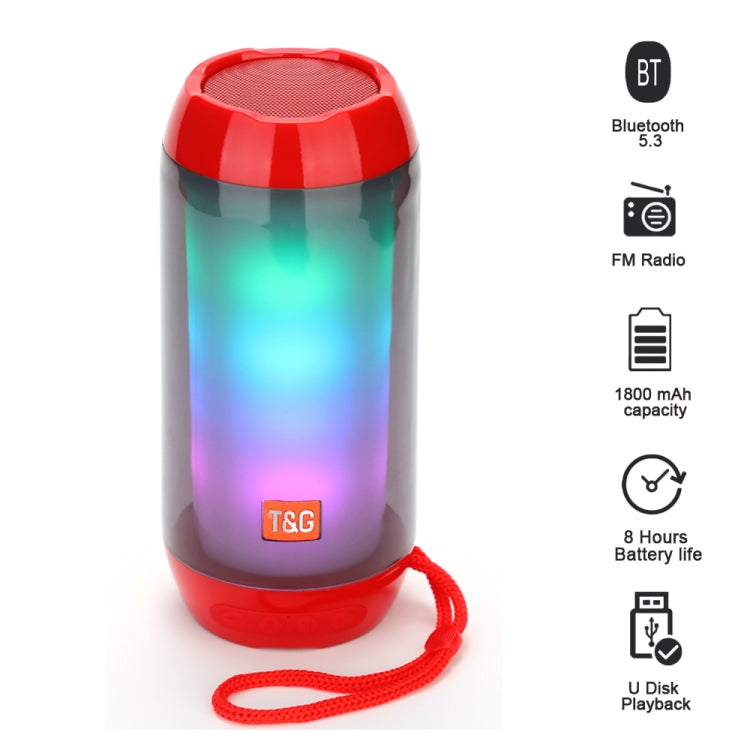 T&G TG643 Tragbarer, wasserdichter Subwoofer mit LED-Licht und kabelloser Bluetooth-Lautsprecher