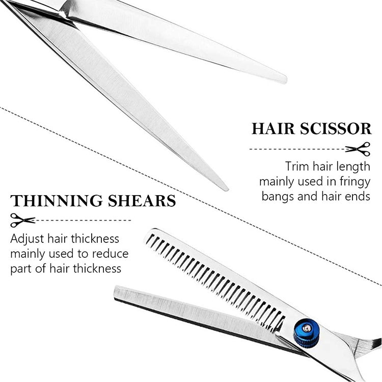 Professionelles Haarschneide-Ausdünnungsschere-Friseur-Flachschere-Scheren-Set, 2 PCS, 7 PCS, 12 PCS