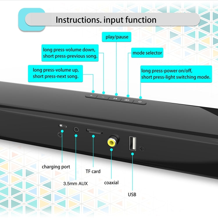 BS-28E Bluetooth-Lautsprecher mit buntem RGB-Atmosphärenlicht, BS-28E
