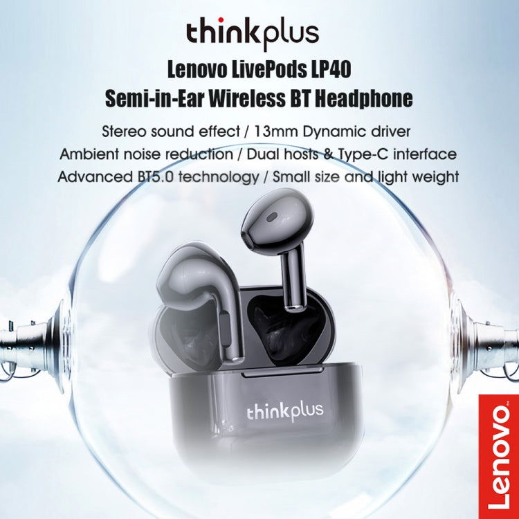Lenovo LP40 TWS Kabelloser Bluetooth 5.1-Kopfhörer mit Rauschunterdrückung, LP40