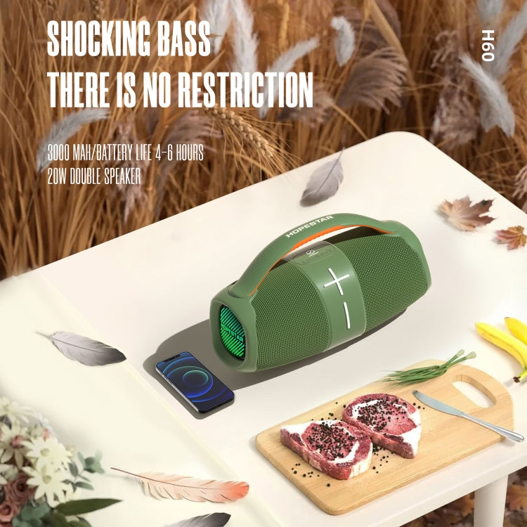 HOPESTAR H60 20W Tragbarer, wasserdichter, kabelloser Bluetooth-Außenlautsprecher, H60