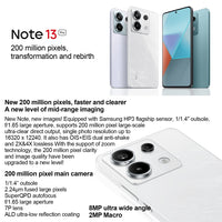 Xiaomi Redmi Note 13 Pro 5G, 6,67 Zoll MIUI 14 Snapdragon 7s Gen 2 Octa Core 4 nm bis zu 2,4 GHz, NFC, Netzwerk: 5G, 16GB+512GB
