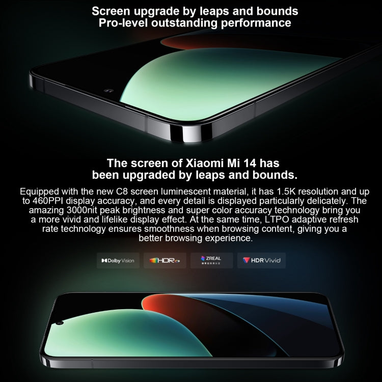 Xiaomi 14, 6,36 Zoll Xiaomi HyperOS Snapdragon 8 Gen 3 Octa Core 4 nm bis zu 3,3 GHz, NFC, Netzwerk: 5G, 16GB+512GB