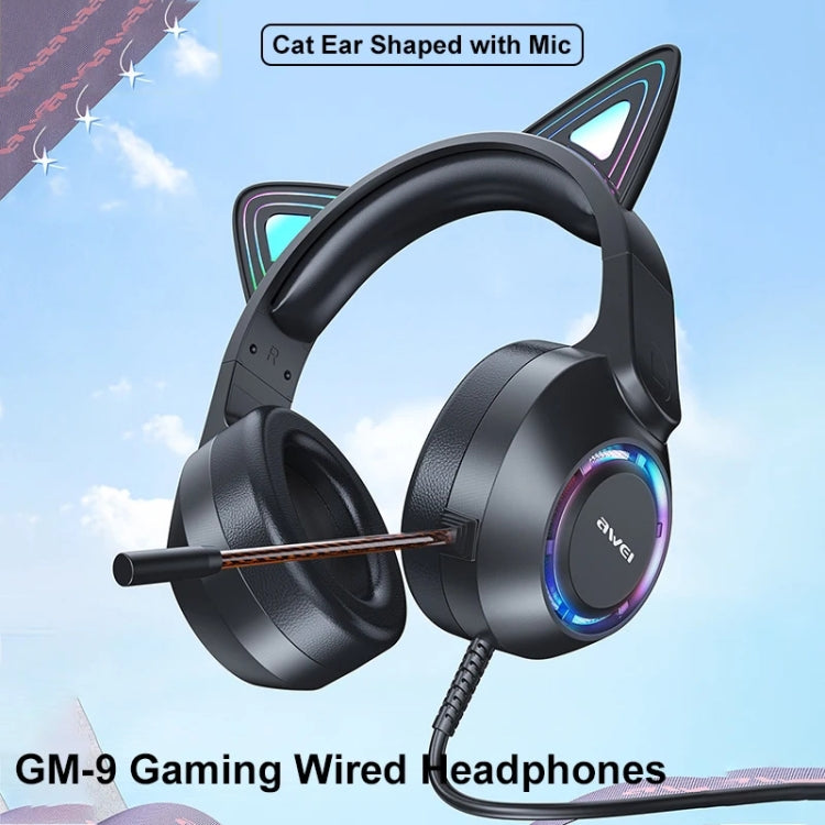 AWEI GM-9 Cat Ear Buntes Licht Kabelgebundenes Gaming-Headset mit Mikrofon, GM-9