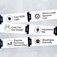 AWEI GM-9 Cat Ear Buntes Licht Kabelgebundenes Gaming-Headset mit Mikrofon, GM-9