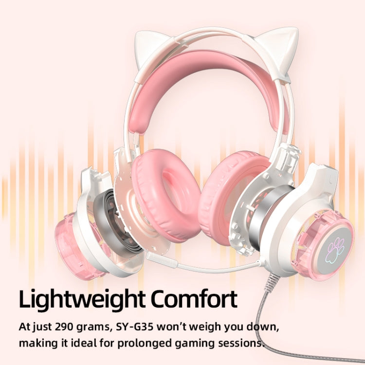 G35 Cute Cat RGB Kopfmontierter kabelgebundener Gaming-Kopfhörer