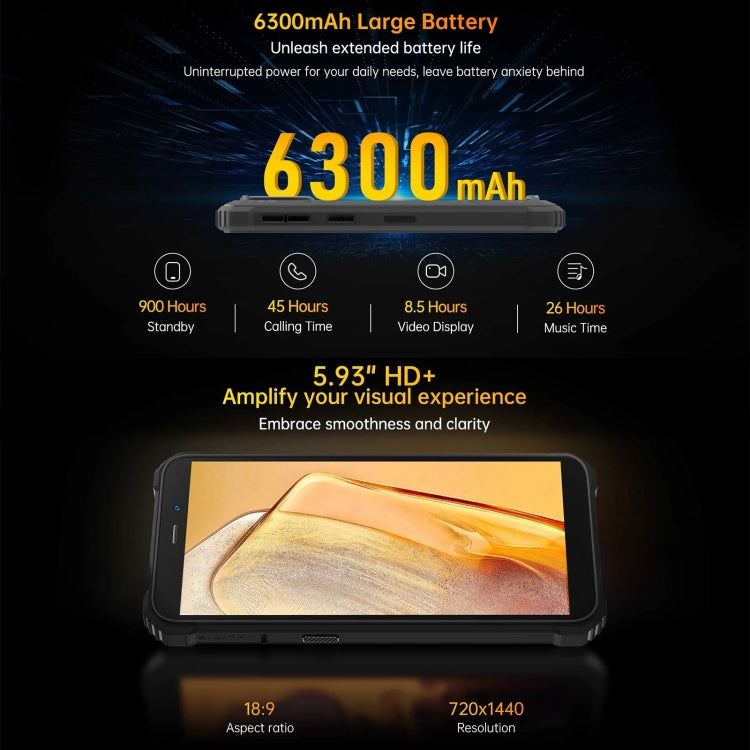 Oukitel WP32, IP68/IP69K, 5,93 Zoll Android 13 Unisoc Tiger T606 Octa-core, NFC, OTG, Netzwerk: 4G, 4GB+128GB