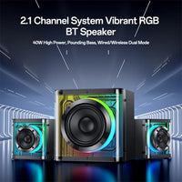 Yesido YSW41 40W 2.1-Kanal-System mit farbenfrohem RGB-Bluetooth-Lautsprecher und Subwoofer, YSW41