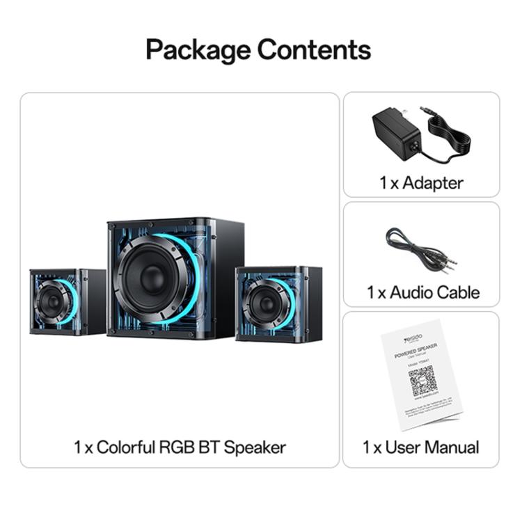 Yesido YSW41 40W 2.1-Kanal-System mit farbenfrohem RGB-Bluetooth-Lautsprecher und Subwoofer, YSW41