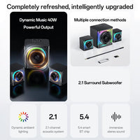 Yesido YSW41 40W 2.1-Kanal-System mit farbenfrohem RGB-Bluetooth-Lautsprecher und Subwoofer, YSW41