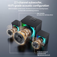 Yesido YSW41 40W 2.1-Kanal-System mit farbenfrohem RGB-Bluetooth-Lautsprecher und Subwoofer, YSW41