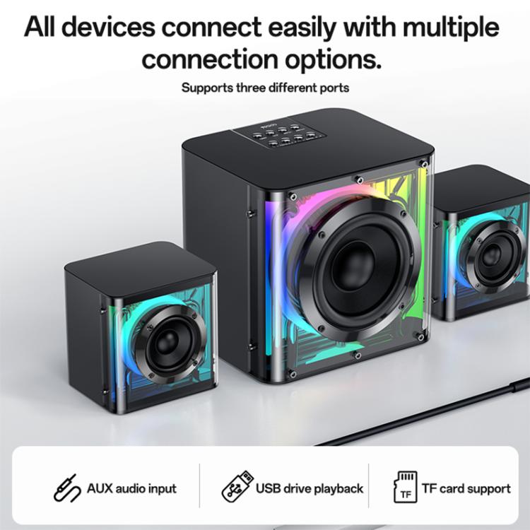 Yesido YSW41 40W 2.1-Kanal-System mit farbenfrohem RGB-Bluetooth-Lautsprecher und Subwoofer, YSW41