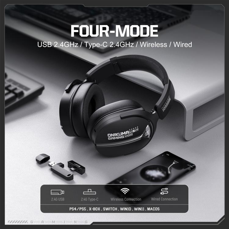 ONIKUMA GT887 Bluetooth 2.4G Gaming-Headset mit vier Modi (kabelgebunden/kabellos), GT887