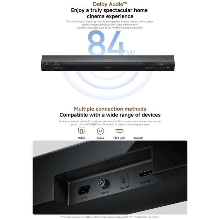 Original Xiaomi Soundbar 2.0 für TV und PC mit NFC-Unterstützung, US Plug