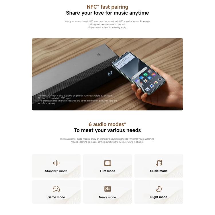 Original Xiaomi Soundbar 2.0 für TV und PC mit NFC-Unterstützung, US Plug