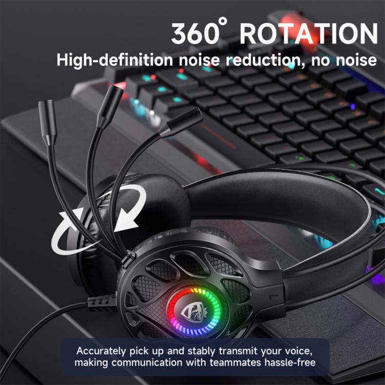 SoulBytes S200 kabelgebundenes Gaming-Headset mit 3,5-mm-USB-Anschluss und LED-Beleuchtung sowie Mikrofon, S200