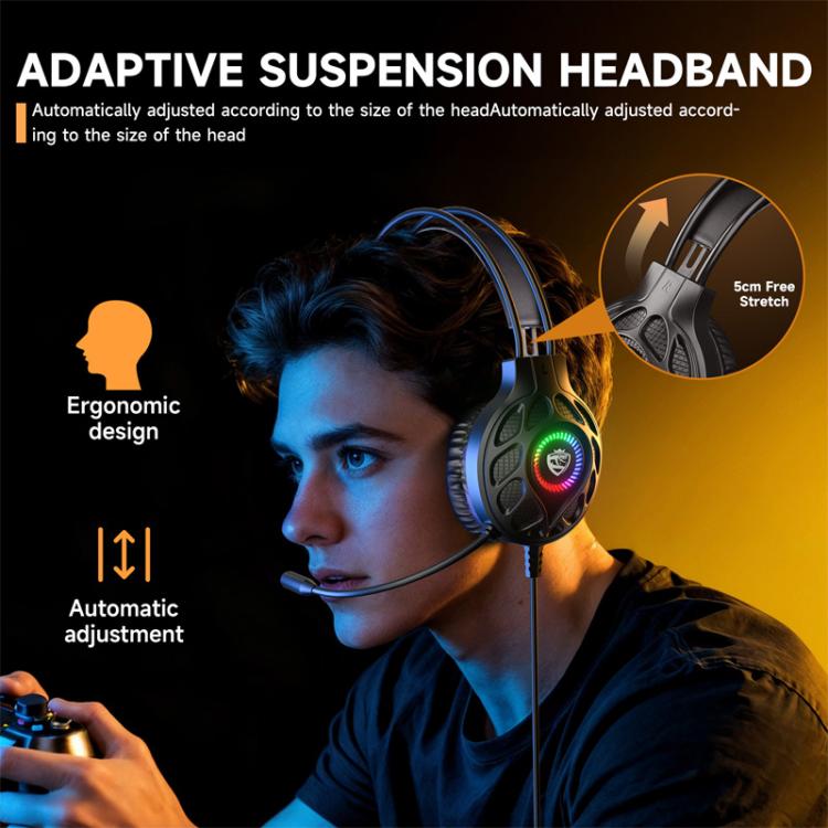 SoulBytes S200 kabelgebundenes Gaming-Headset mit 3,5-mm-USB-Anschluss und LED-Beleuchtung sowie Mikrofon, S200