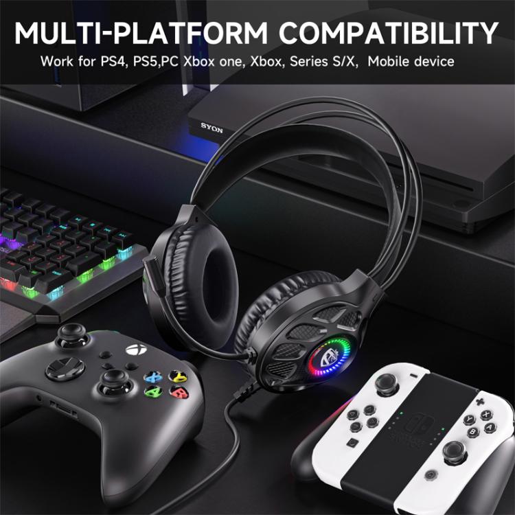 SoulBytes S200 kabelgebundenes Gaming-Headset mit 3,5-mm-USB-Anschluss und LED-Beleuchtung sowie Mikrofon, S200