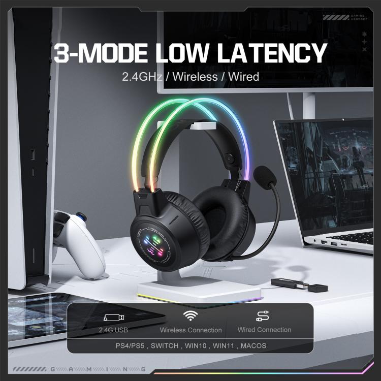 ONIKUMA GT889 Tri-Mode RGB Bluetooth 2.4G Kabelgebundenes Gaming-Headset, GT889