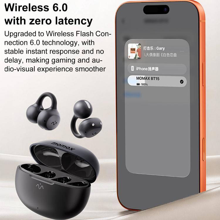 MOMAX Vibe Clip M.IN.D BT15 Kabellose Clip-Kopfhörer mit Geräuschunterdrückung und Bluetooth 6.0
