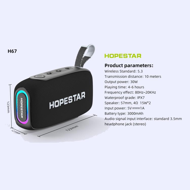 HOPESTAR H67 30W Outdoor IPX7 Wasserdichter kabelloser Bluetooth-Lautsprecher