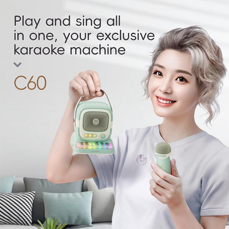 C60 Mini Bluetooth-fähiger Karaoke-Lautsprecher mit Klaviertastatur und drahtlosem Mikrofon