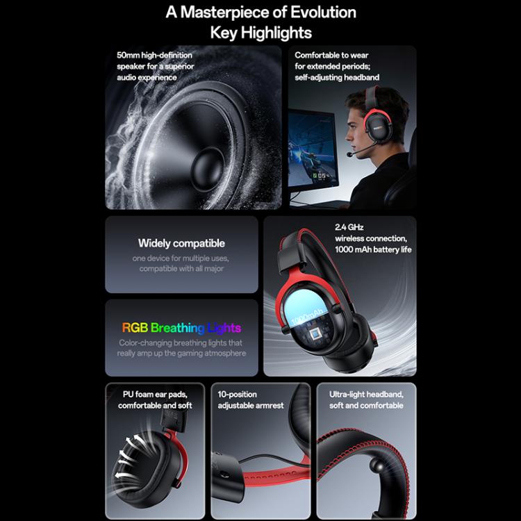 Yesido EK07 Drei-Modus-E-Sport-Gaming-RGB-Headset, EK07
