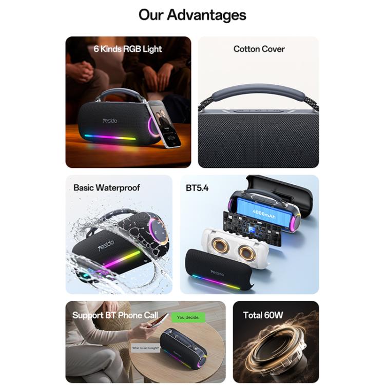 Yesido YSW43 RGB Kabelloser Bluetooth-Lautsprecher