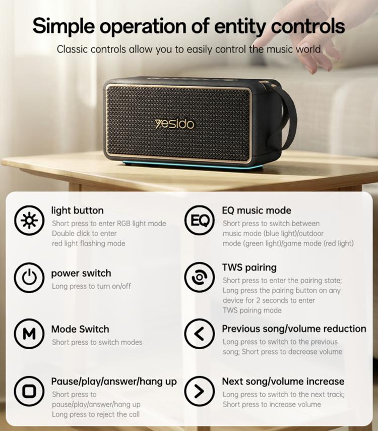 Yesido YSW48 65W Hochleistungs-Bluetooth-Lautsprecher, YSW48