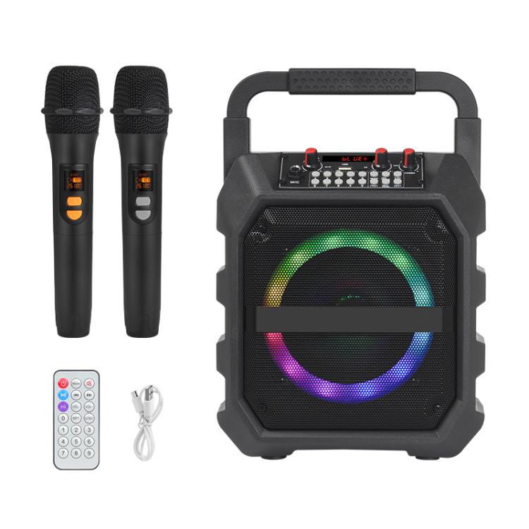 K6S Tragbarer kabelloser Bluetooth-Lautsprecher für den Außenbereich mit 2 AA-Batterien und Mikrofon, with 2pcs Microphone
