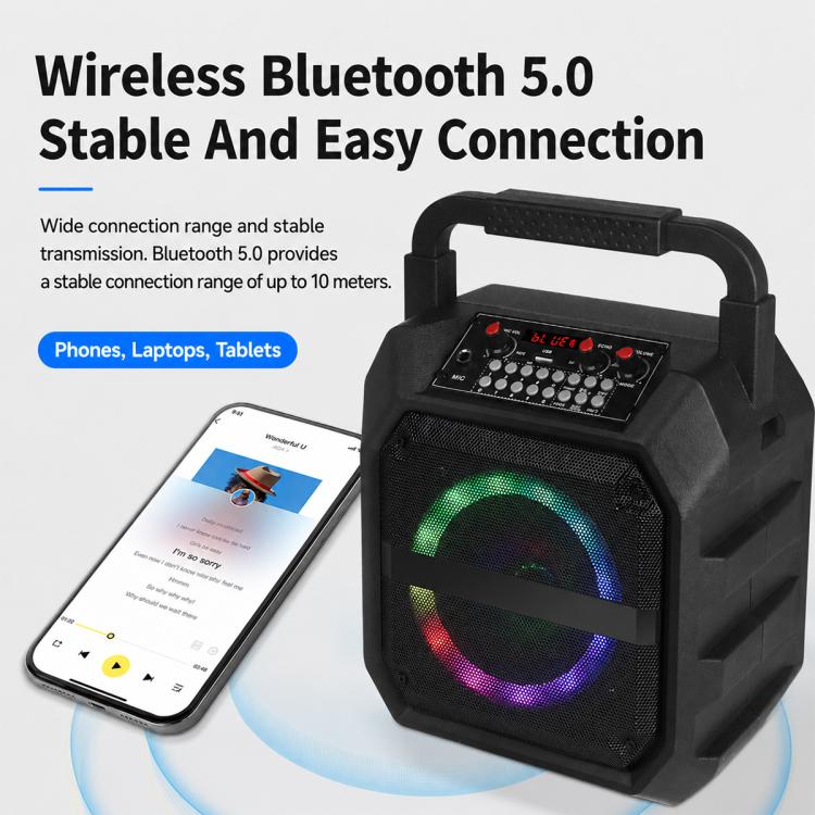K6S Tragbarer kabelloser Bluetooth-Lautsprecher für den Außenbereich mit 2 AA-Batterien und Mikrofon, with 2pcs Microphone