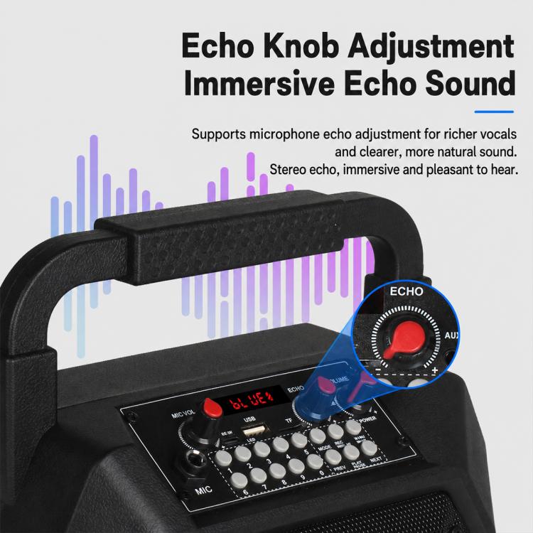 K6S Tragbarer kabelloser Bluetooth-Lautsprecher für den Außenbereich mit 2 AA-Batterien und Mikrofon, with 2pcs Microphone