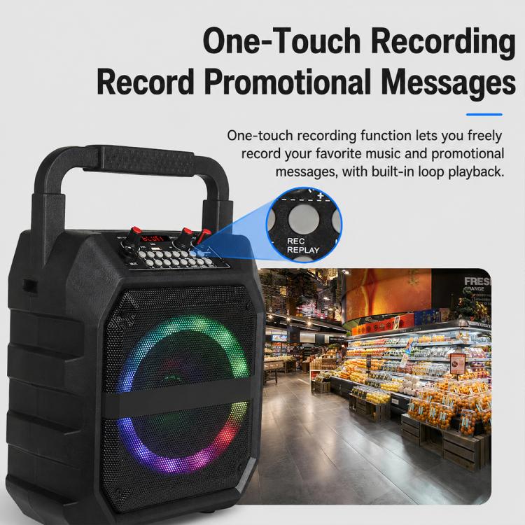 K6S Tragbarer kabelloser Bluetooth-Lautsprecher für den Außenbereich mit 2 AA-Batterien und Mikrofon, with 2pcs Microphone