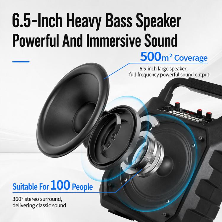 K6S Tragbarer kabelloser Bluetooth-Lautsprecher für den Außenbereich mit 2 AA-Batterien und Mikrofon, with 2pcs Microphone