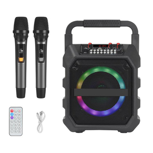 K6S Tragbarer kabelloser Bluetooth-Lautsprecher für den Außenbereich mit 2 wiederaufladbaren Mikrofonen, with 2pcs Rechargeable Microphones