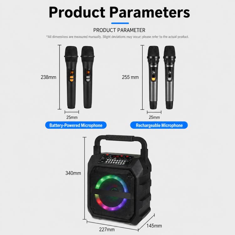 K6S Tragbarer kabelloser Bluetooth-Lautsprecher für den Außenbereich mit 2 wiederaufladbaren Mikrofonen, with 2pcs Rechargeable Microphones