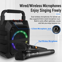K6S Tragbarer kabelloser Bluetooth-Lautsprecher für den Außenbereich mit 2 wiederaufladbaren Mikrofonen, with 2pcs Rechargeable Microphones