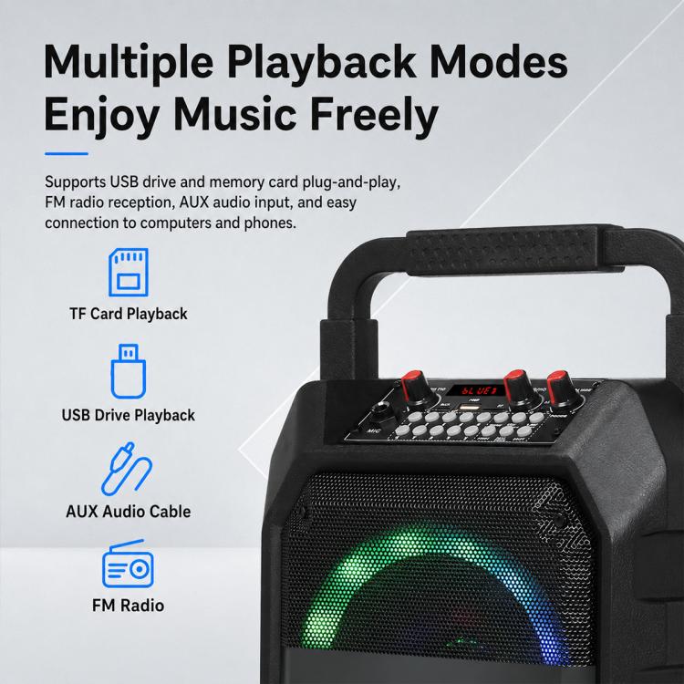 K6S Tragbarer kabelloser Bluetooth-Lautsprecher für den Außenbereich mit 2 wiederaufladbaren Mikrofonen, with 2pcs Rechargeable Microphones
