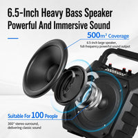 K6S Tragbarer kabelloser Bluetooth-Lautsprecher für den Außenbereich mit 2 wiederaufladbaren Mikrofonen, with 2pcs Rechargeable Microphones