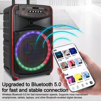 N-625 Outdoor-Karaoke-Lautsprecher mit 12-Zoll-Woofer, RGB-Beleuchtung, tragbarer Trolley-Funktion, Bluetooth und zwei drahtlosen Mikrofonen, US Plug, EU Plug, UK Plug