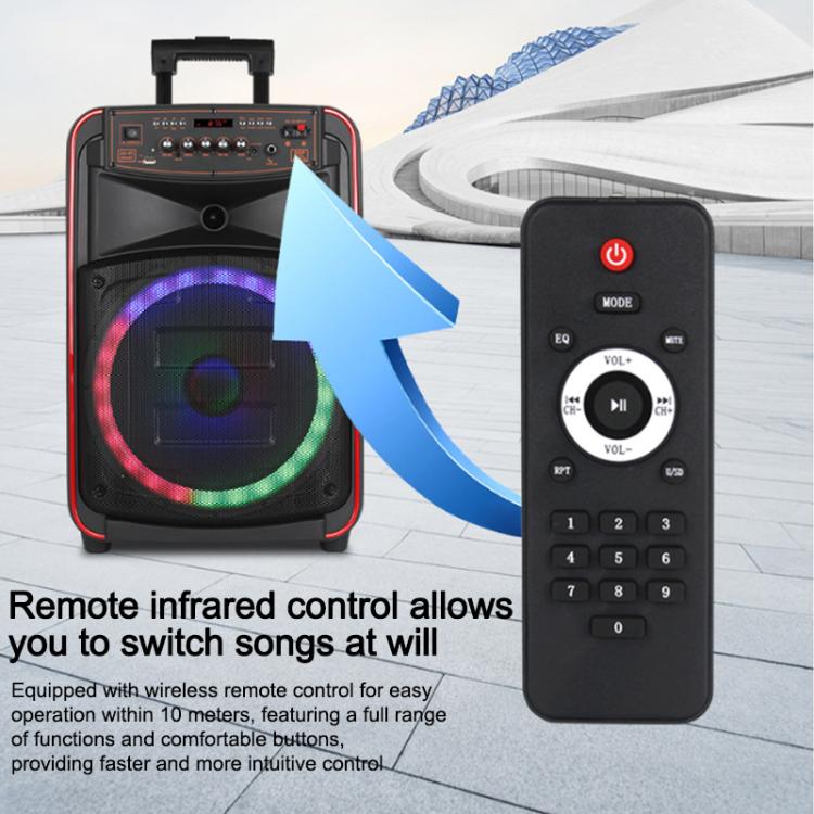 N-625 Outdoor-Karaoke-Lautsprecher mit 12-Zoll-Woofer, RGB-Beleuchtung, tragbarer Trolley-Funktion, Bluetooth und zwei drahtlosen Mikrofonen, US Plug, EU Plug, UK Plug