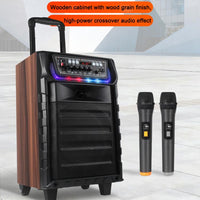 N-810 Outdoor-Karaoke-Lautsprecher mit 8-Zoll-Woofer, RGB-Beleuchtung, Bluetooth-Funktion und zwei drahtlosen Mikrofonen, US Plug, EU Plug, UK Plug