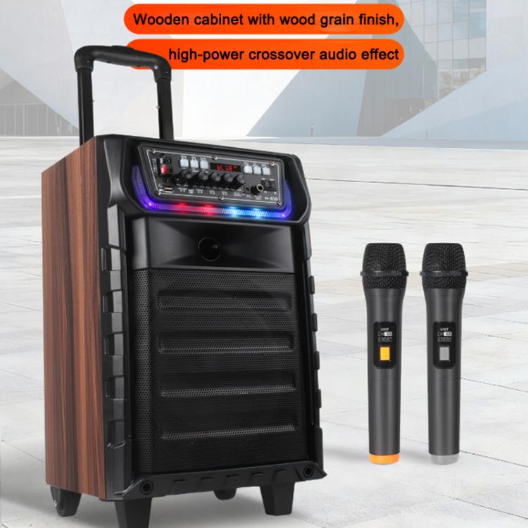 N-810 Outdoor-Karaoke-Lautsprecher mit 8-Zoll-Woofer, RGB-Beleuchtung, Bluetooth-Funktion und zwei drahtlosen Mikrofonen, US Plug, EU Plug, UK Plug