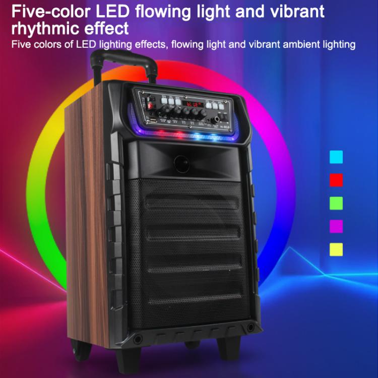 N-810 Outdoor-Karaoke-Lautsprecher mit 8-Zoll-Woofer, RGB-Beleuchtung, Bluetooth-Funktion und zwei drahtlosen Mikrofonen, US Plug, EU Plug, UK Plug