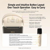 ZGA PZ010 Tragbarer Bluetooth-Lautsprecher mit zwei Mikrofonen für Karaoke