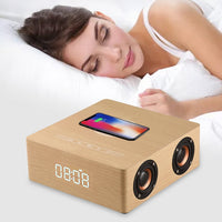 Q5A Multifunktionaler Holz-Touch-Uhr-Display, kabelloser Lade-Bluetooth-Lautsprecher, unterstützt TF-Karte, U-Disk und 3,5 mm AUX, Q5A