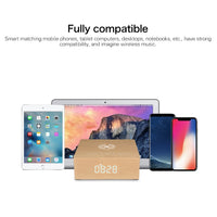 Q5A Multifunktionaler Holz-Touch-Uhr-Display, kabelloser Lade-Bluetooth-Lautsprecher, unterstützt TF-Karte, U-Disk und 3,5 mm AUX, Q5A